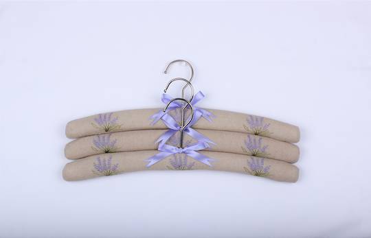 Lavender linen coat hangers - set of 3. Code: EH -LAV/LIN